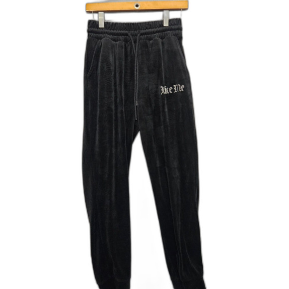 SWS Athletics Velour Sweats Bite Me Black Women's Medium Lounge Pants Athleisure - Picture 3 of 9